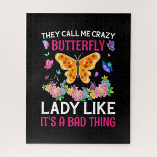 Butterfly Gift They Call Me Crazy Butterfly Jigsaw Puzzle