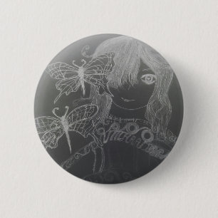 butterfly girl  6 cm round badge