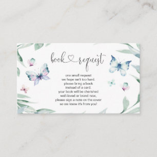 Butterfly Girl Baby Shower Book Request Enclosure Card