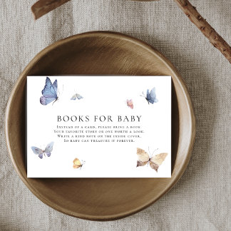 Butterfly Girl Baby Shower Books for Baby Enclosure Card