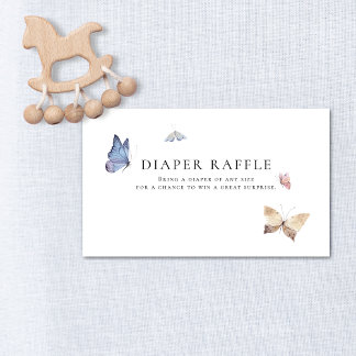 Butterfly Girl Baby Shower Diaper Raffle Enclosure Card