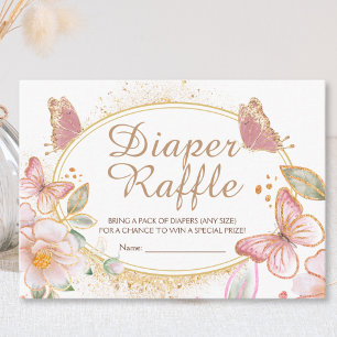 Butterfly Girl Baby Shower Diaper Raffle Enclosure Card