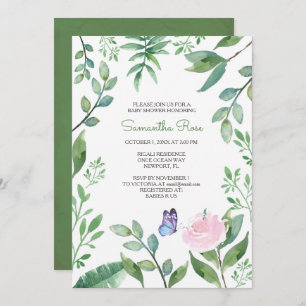Butterfly Girl Baby Shower Invite, Pink & Blue Invitation