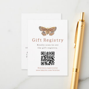 Butterfly Girl Gift Registry Baby Shower Enclosure Card