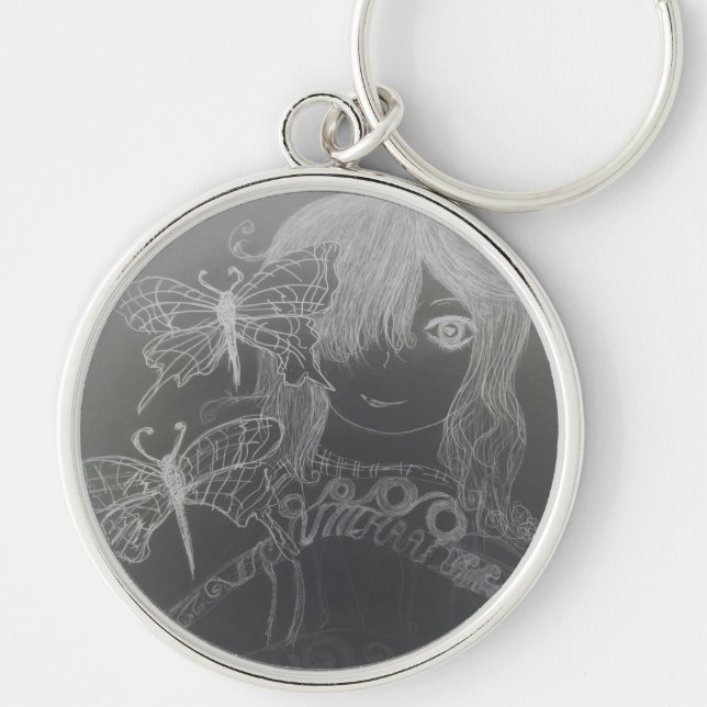 butterfly girl  key ring (Front)