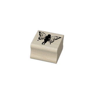 Butterfly girl rubber stamp
