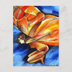 Butterfly girl surreal original fantasy art postcard