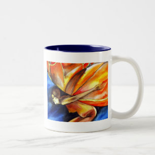 Butterfly girl surreal original fantasy art Two-Tone coffee mug