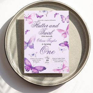 Butterfly Girls 1st Birthday  Invitation