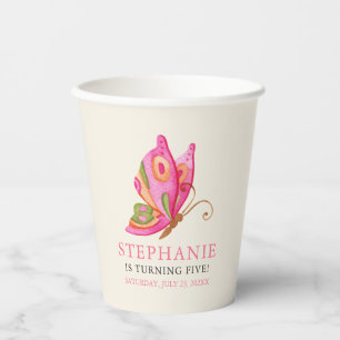 Butterfly Girls Birthday Party Paper Cups