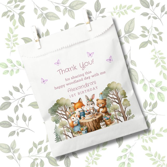 Butterfly Girl's Woodland Animals 1st Birthday Favour Bags (Creator Uploaded)