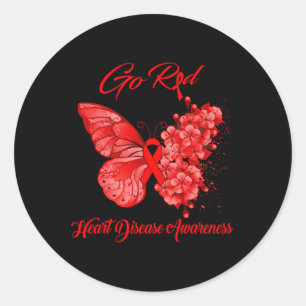 Butterfly Go Red Heart Disease Awareness  Classic Round Sticker