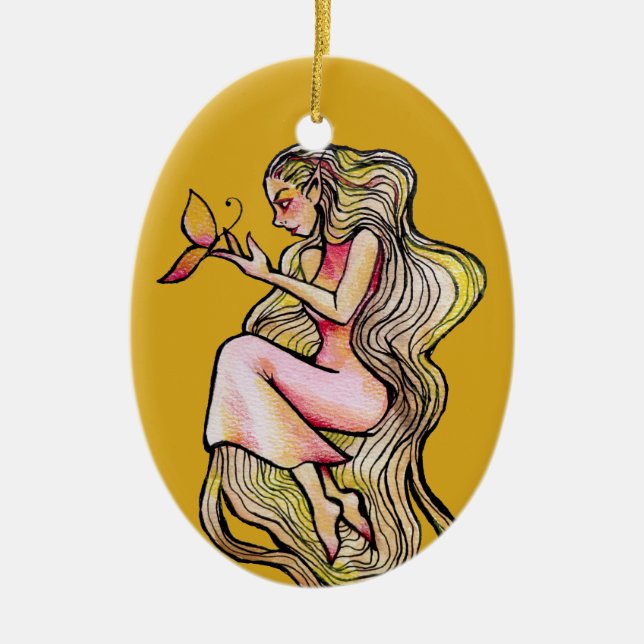 Butterfly Goddess Ceramic Tree Decoration (Front)