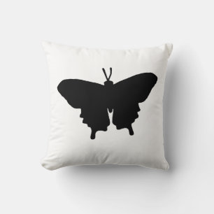 Butterfly Graphic Black and White Throw Pillow