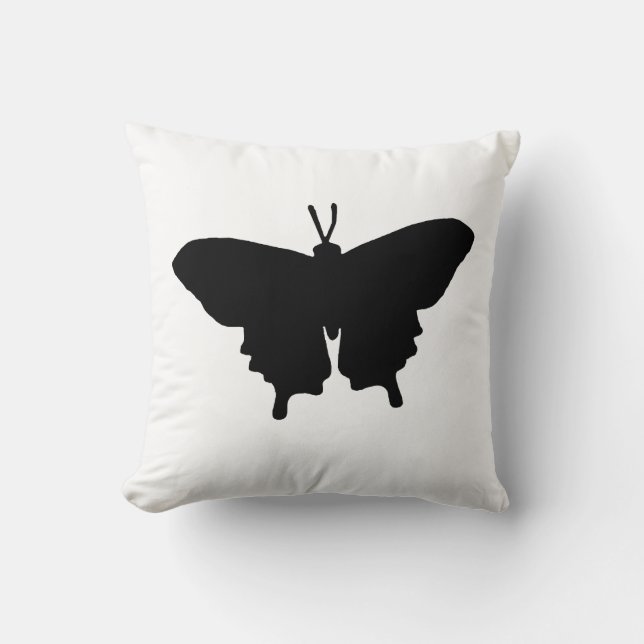 Butterfly Graphic Black and White Throw Pillow (Front)