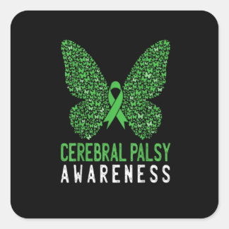 Butterfly Green Ribbon Square Sticker