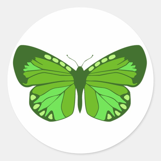 Butterfly Greens Classic Round Sticker (Front)
