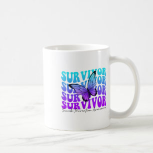 Butterfly Groovy Teal & Purple Ribbon Suicide Coffee Mug