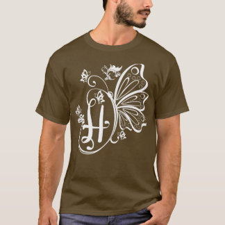 Butterfly Grunge Fairycore Aesthetic Letter H Mono T-Shirt
