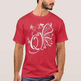 Butterfly Grunge Fairycore Aesthetic Letter Q Mono T-Shirt