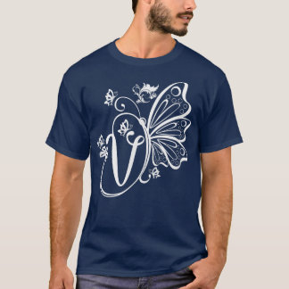 Butterfly Grunge Fairycore Aesthetic Letter V Mono T-Shirt