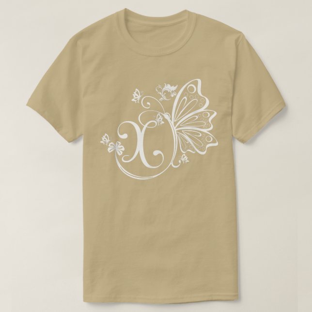 Butterfly Grunge Fairycore Aesthetic Letter X Mono T-Shirt (Design Front)