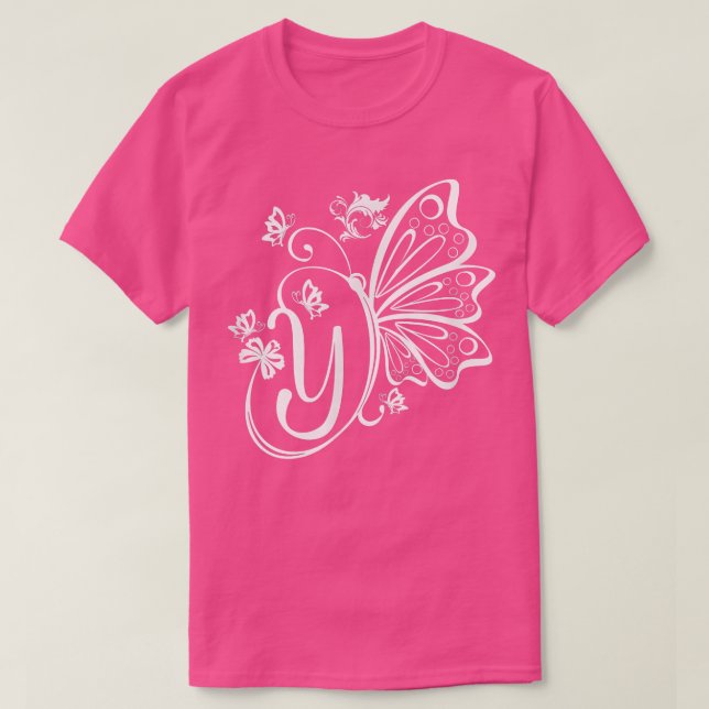 Butterfly Grunge Fairycore Aesthetic Letter Y Mono T-Shirt (Design Front)