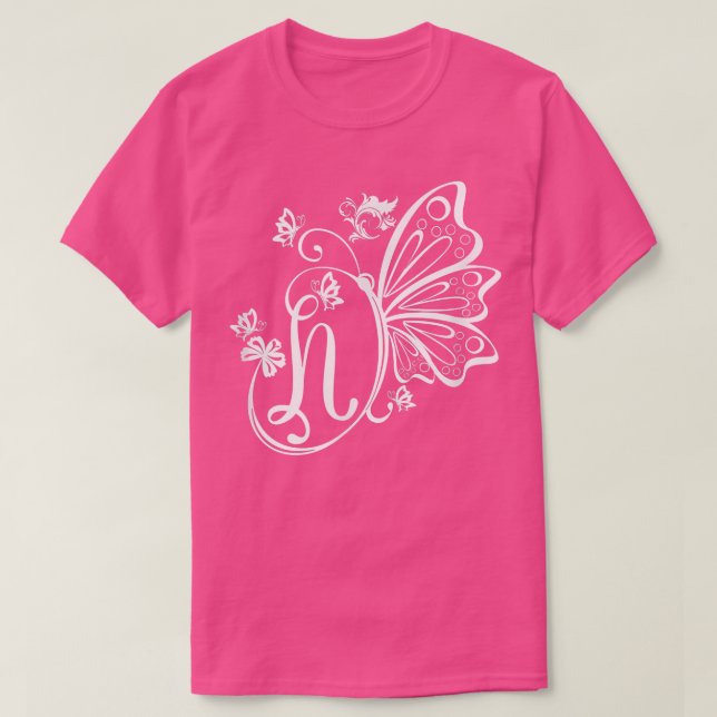 Butterfly Grunge Fairycore Esthetic Letter N Mono T-Shirt (Design Front)