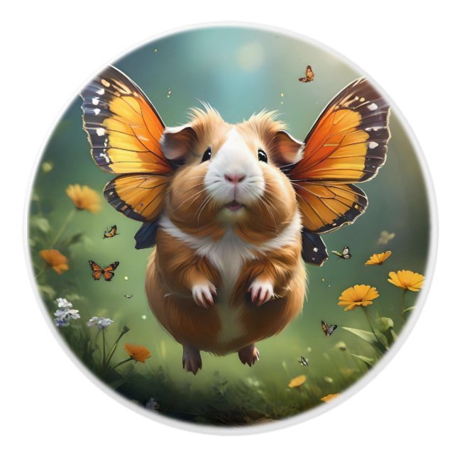 Butterfly Guinea Pig, Ceramic Knob (Front)