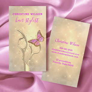 butterfly hair stylist scissors logo business card