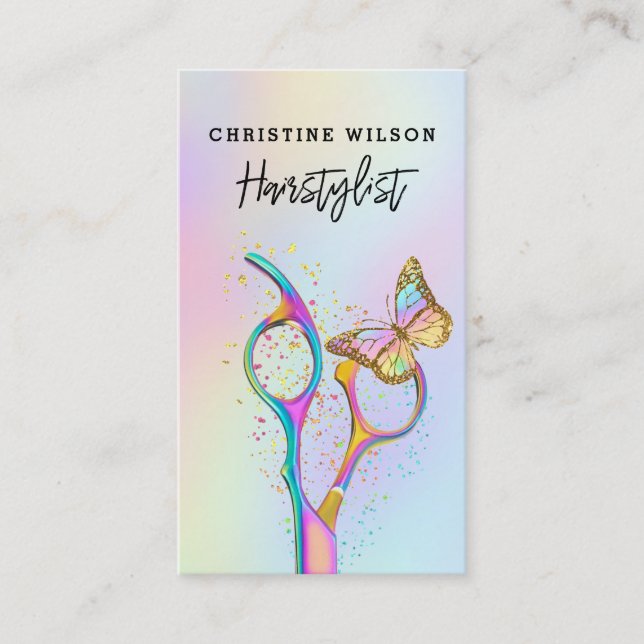butterfly hairdresser scissors logo business card (Front)