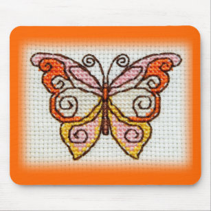 Butterfly hand embroidery cross stitch mouse pad