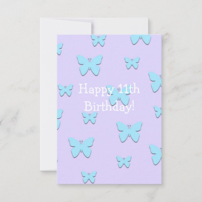 Butterfly Happy 11th Birthday Card (Front)