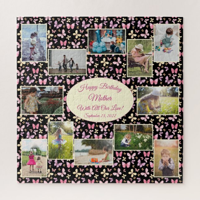 Butterfly Happy Birthday Mother Photo Collage Jigsaw Puzzle (Vertical)