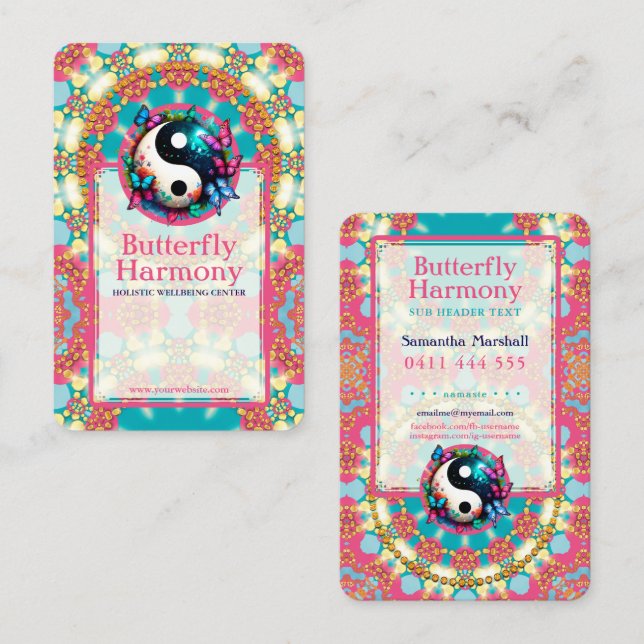 Butterfly Harmony Yoga Holistic Wellness Business Card (Front/Back)
