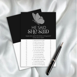 Butterfly He said she said bridal shower game