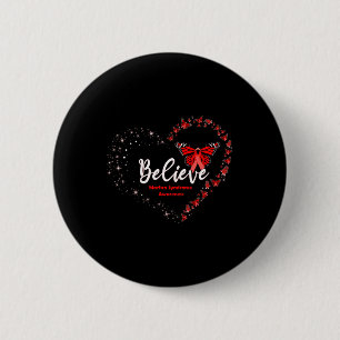 Butterfly Heart Believe Red Ribbon Marfan Syndrome 6 Cm Round Badge