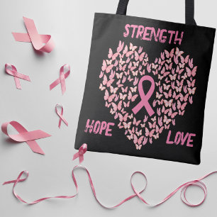 Butterfly Heart Breast Cancer Awareness Tote Bag
