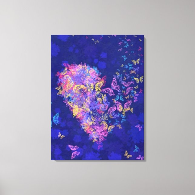 Butterfly Heart Canvas Print Love - Painting (Front)