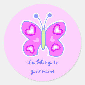 butterfly heart classic round sticker