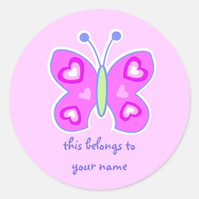 butterfly heart classic round sticker (Front)
