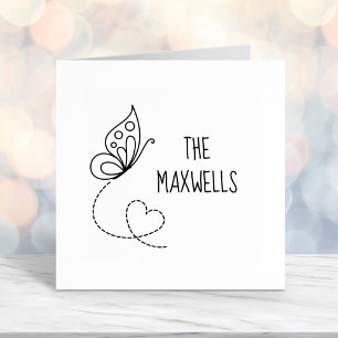 Butterfly Heart Family Name Self-inking Stamp