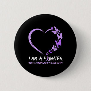 Butterfly Heart I Am A Fighter Stomach Cancer Awar 6 Cm Round Badge