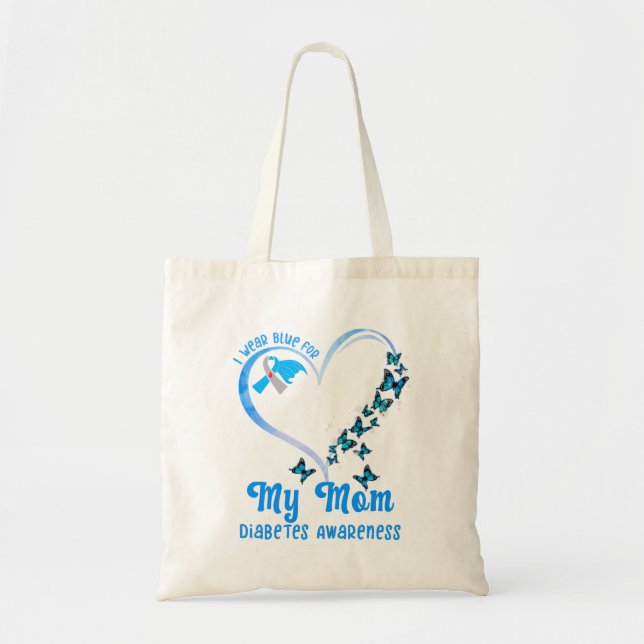 Butterfly Heart I Wear Blue for My Mum Diabetes Aw Tote Bag (Front)