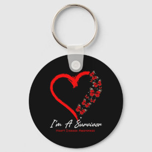Butterfly Heart I'm A Survivor Heart Disease Aware Key Ring