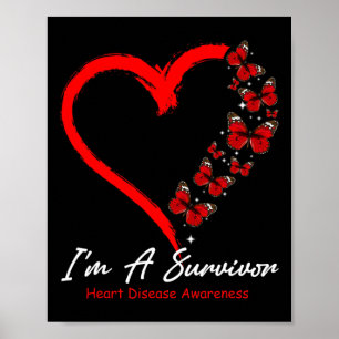 Butterfly Heart I'm A Survivor Heart Disease Aware Poster