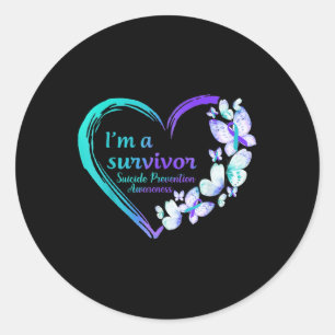 Butterfly Heart Im A Survivor Suicide Prevention A Classic Round Sticker