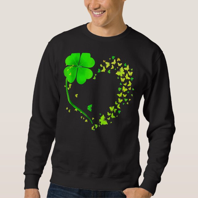 Butterfly Heart Leaf Irish St Patrick Day Clover H Sweatshirt (Front)