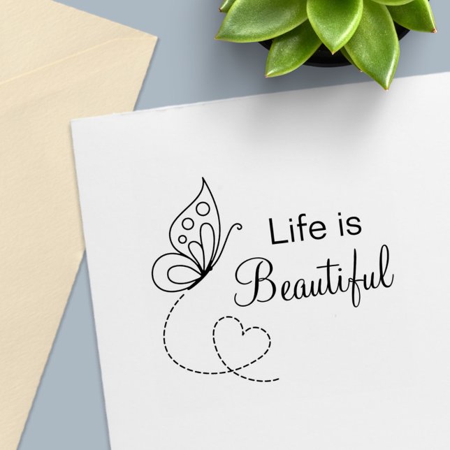 Butterfly Heart - Life is Beautiful Self-inking Stamp (Creator Uploaded)