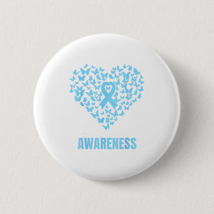 Butterfly Heart Light Blue Ribbon Addisons Disease 6 Cm Round Badge